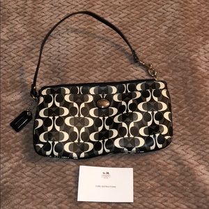 Coach black gray and white clutch